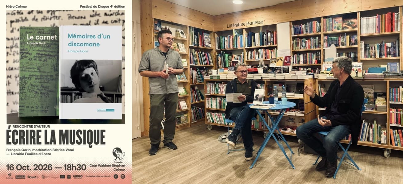 Rencontre d’auteur : François Gorin, écrire la musique · Modération Fabrice Voné · Librairie Feuilles d’encre